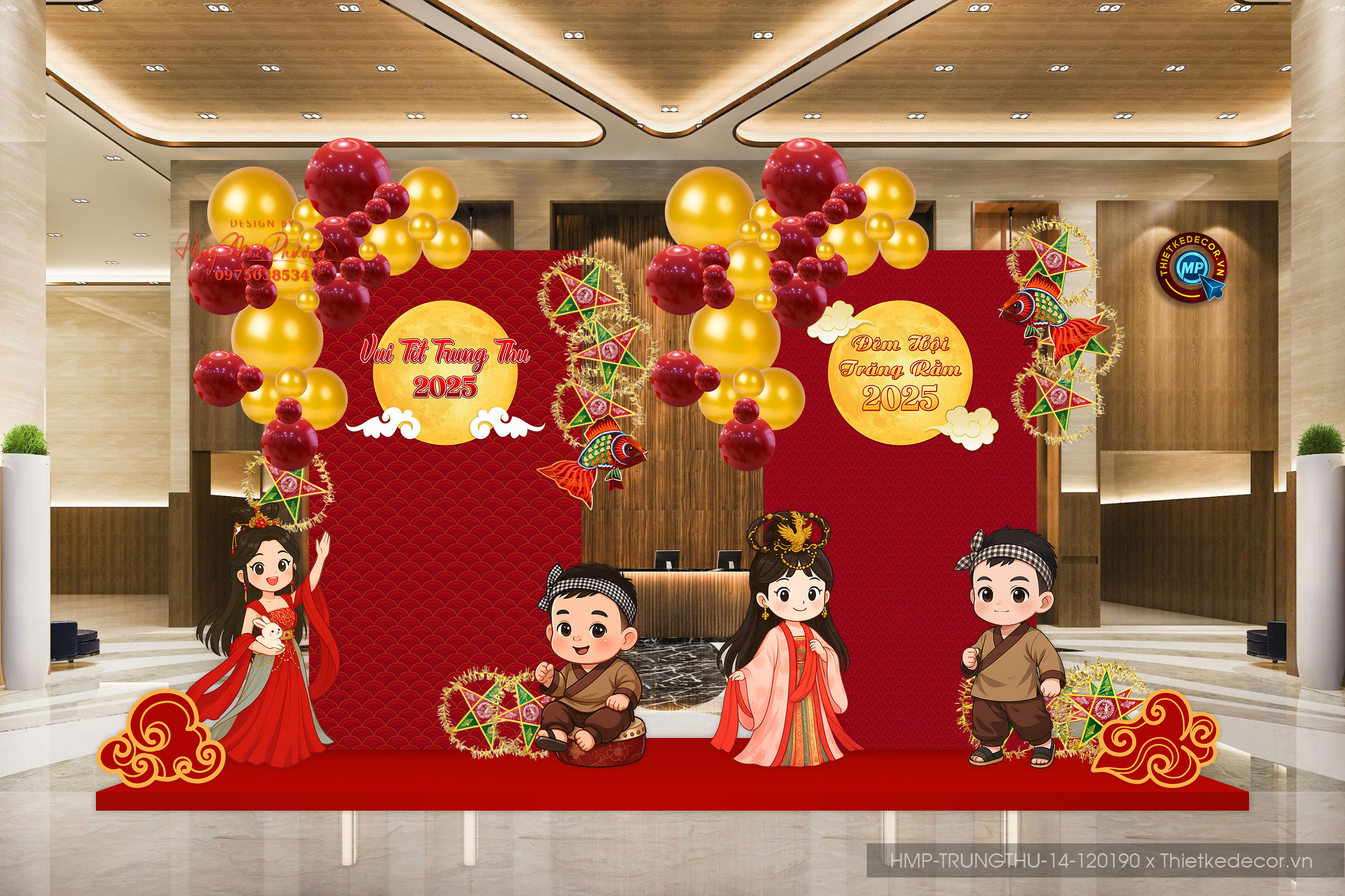 Set 2 backdrop trung thu mini , phù hợp set up ở không gian  nhỏ.